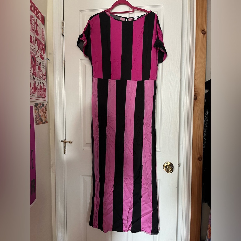 Pink & black stripe Christopher John Rogers for Target maxi dress, size 16